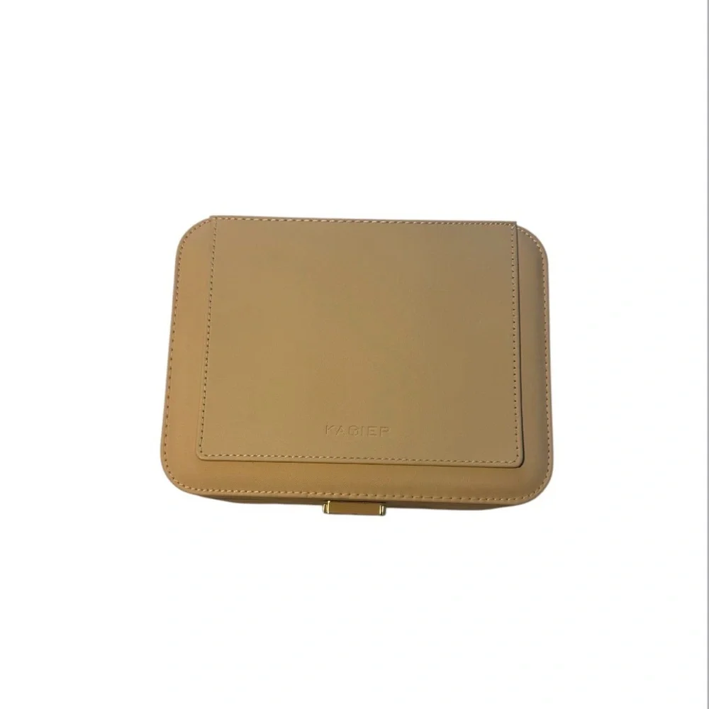 Kamier 2-Tier Beige Jewelry Box with Mirror